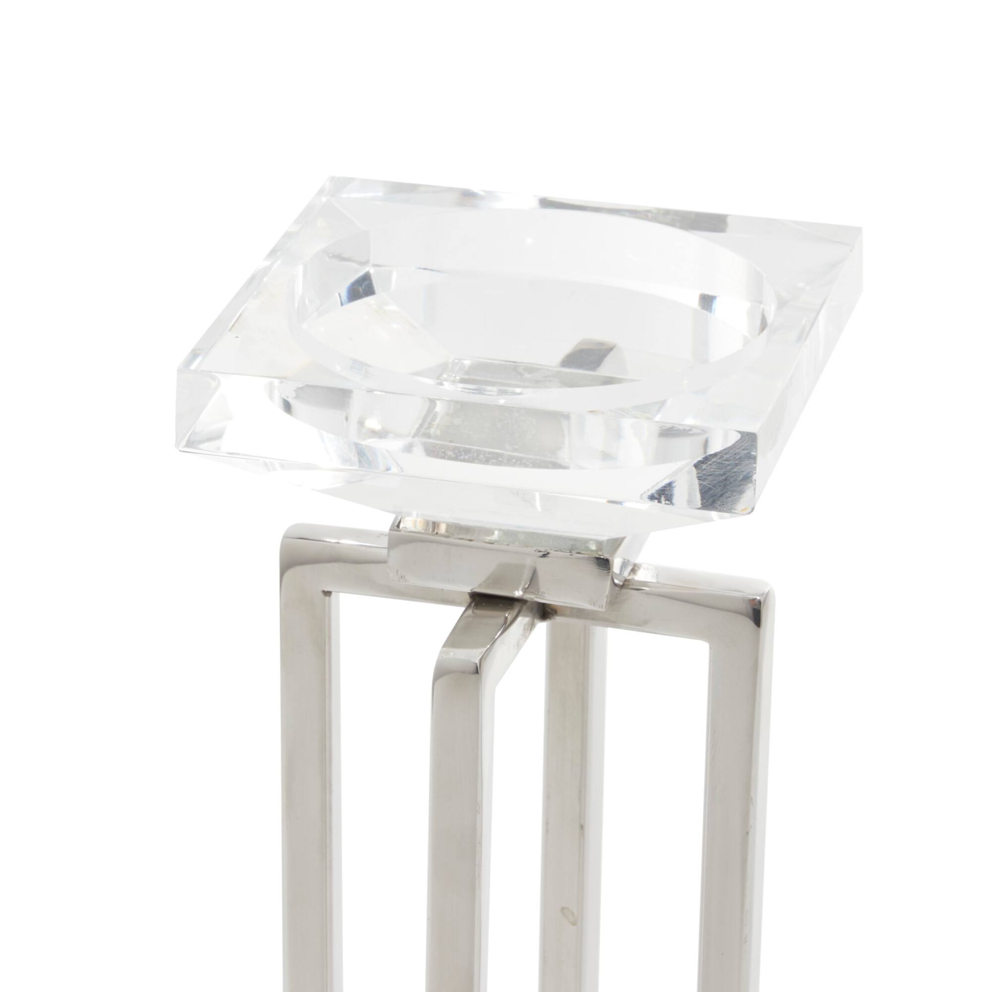 Silver Stainless Steel Glam Candle Holder Set